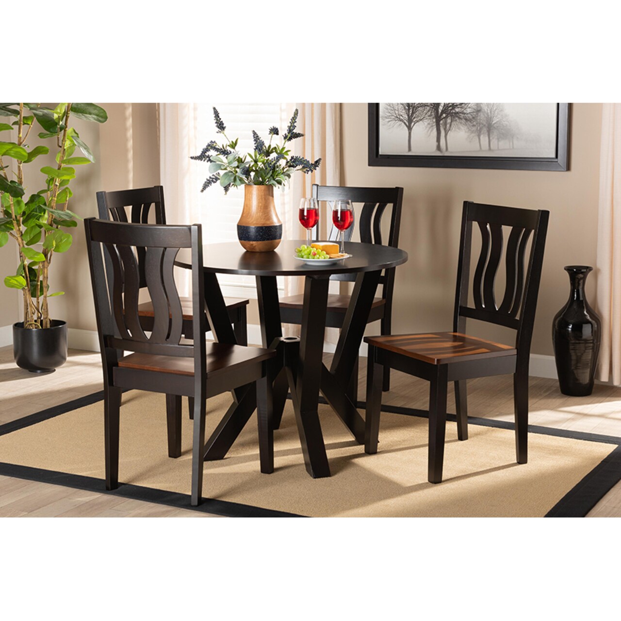 Wholesale Interiors Baxton Studio Noelia Modern and Contemporary Transitional Two-Tone Dark Brown and Walnut Brown Finished Wood 5-Piece